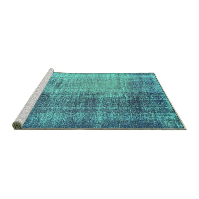 Sideview of Machine Washable Persian Turquoise Bohemian Area Rugs, wshcon458turq