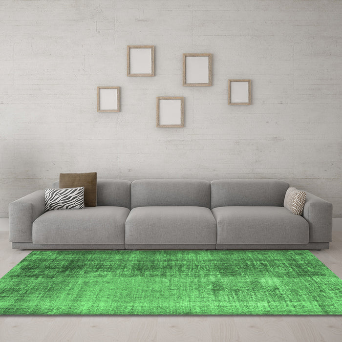 Machine Washable Persian Emerald Green Bohemian Area Rugs in a Living Room,, wshcon458emgrn