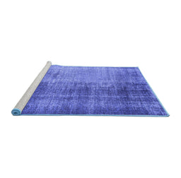 Sideview of Machine Washable Persian Blue Bohemian Rug, wshcon458blu