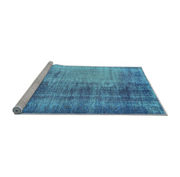 Sideview of Machine Washable Persian Light Blue Bohemian Rug, wshcon458lblu