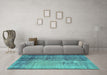Machine Washable Persian Turquoise Bohemian Area Rugs in a Living Room,, wshcon458turq