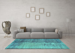 Machine Washable Persian Turquoise Bohemian Area Rugs in a Living Room,, wshcon458turq