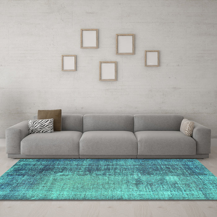 Machine Washable Persian Turquoise Bohemian Area Rugs in a Living Room,, wshcon458turq