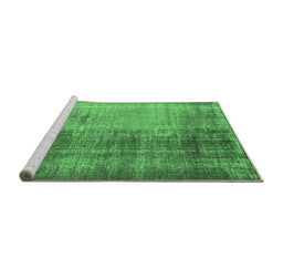 Sideview of Machine Washable Persian Emerald Green Bohemian Area Rugs, wshcon458emgrn