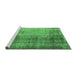 Sideview of Machine Washable Persian Emerald Green Bohemian Area Rugs, wshcon458emgrn