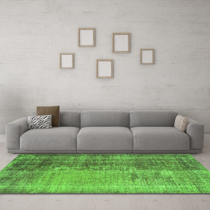 Machine Washable Persian Green Bohemian Area Rugs in a Living Room,, wshcon458grn