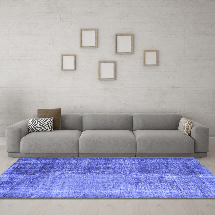Machine Washable Persian Blue Bohemian Rug in a Living Room, wshcon458blu