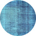 Round Persian Light Blue Bohemian Rug, con458lblu