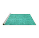 Sideview of Machine Washable Abstract Turquoise Contemporary Area Rugs, wshcon459turq