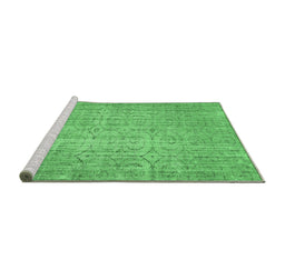 Sideview of Machine Washable Abstract Emerald Green Contemporary Area Rugs, wshcon459emgrn