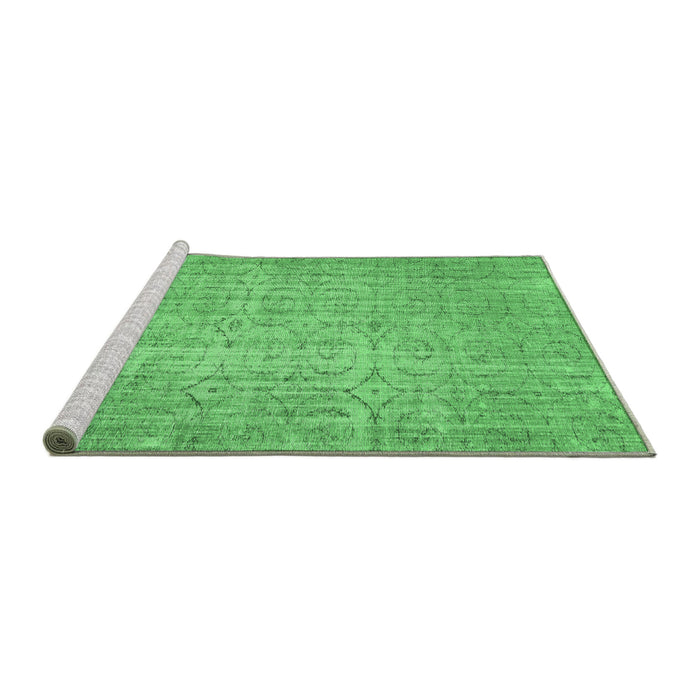 Sideview of Machine Washable Abstract Emerald Green Contemporary Area Rugs, wshcon459emgrn