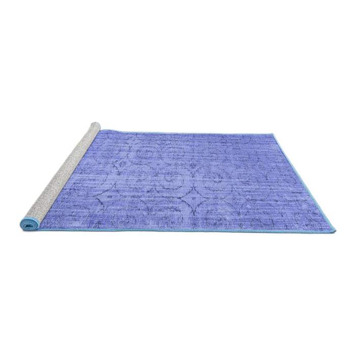 Sideview of Machine Washable Abstract Blue Contemporary Rug, wshcon459blu
