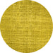 Round Abstract Yellow Contemporary Rug, con459yw