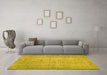 Machine Washable Abstract Yellow Contemporary Rug in a Living Room, wshcon459yw