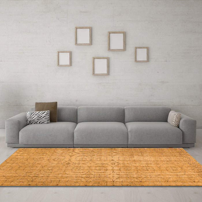 Machine Washable Abstract Orange Contemporary Area Rugs in a Living Room, wshcon459org