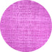 Round Machine Washable Abstract Pink Contemporary Rug, wshcon459pnk