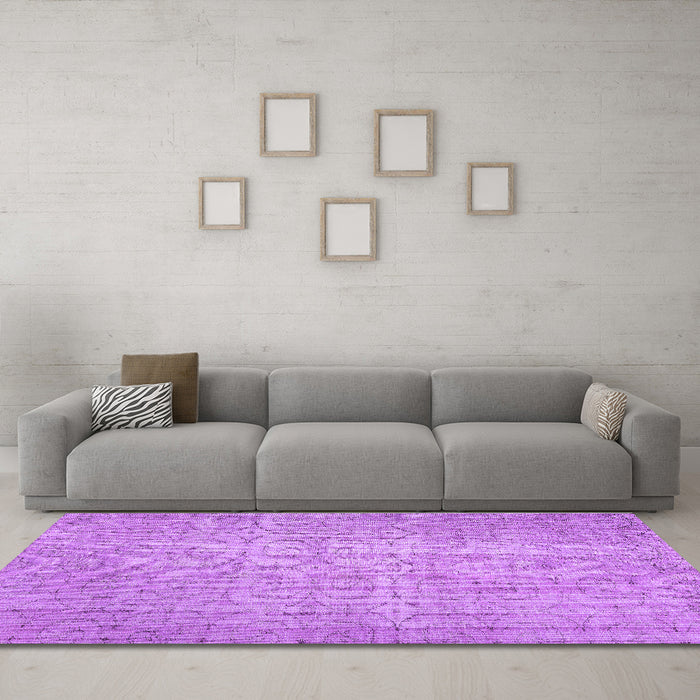 Machine Washable Abstract Purple Contemporary Area Rugs in a Living Room, wshcon459pur