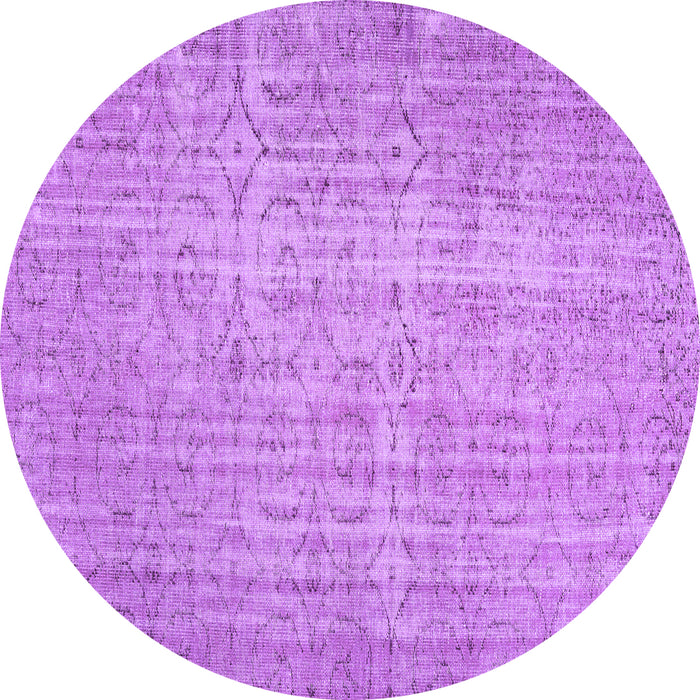 Round Machine Washable Abstract Purple Contemporary Area Rugs, wshcon459pur