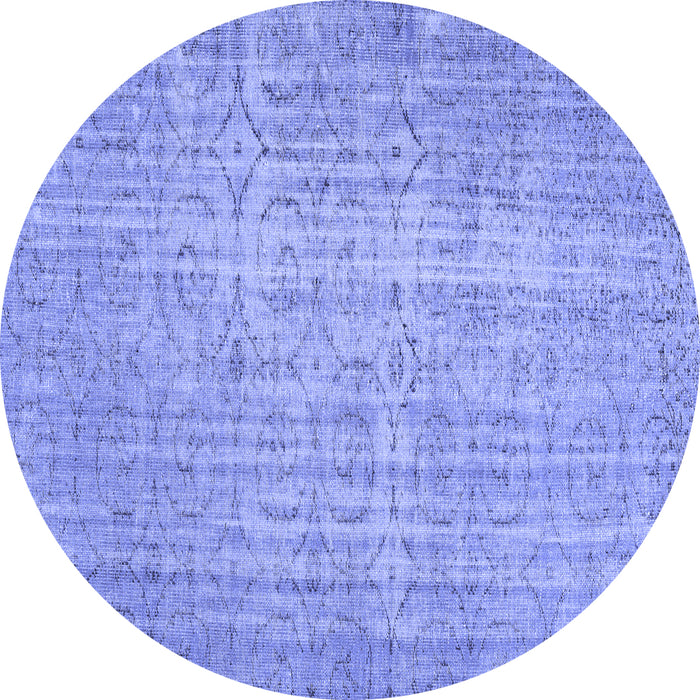 Round Abstract Blue Contemporary Rug, con459blu