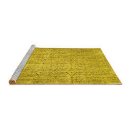 Sideview of Machine Washable Abstract Yellow Contemporary Rug, wshcon459yw