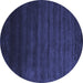 Round Abstract Blue Contemporary Rug, con45blu