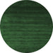 Round Machine Washable Abstract Emerald Green Contemporary Area Rugs, wshcon45emgrn