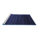 Sideview of Machine Washable Abstract Blue Contemporary Rug, wshcon45blu