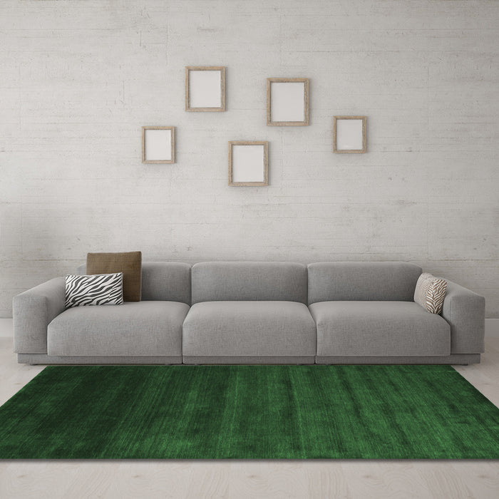Machine Washable Abstract Emerald Green Contemporary Area Rugs in a Living Room,, wshcon45emgrn