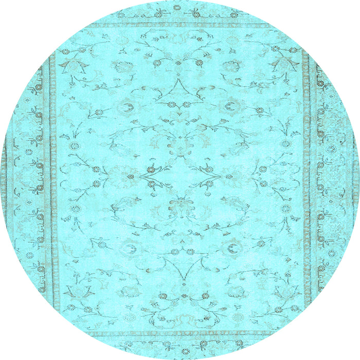 Round Abstract Light Blue Contemporary Rug, con460lblu