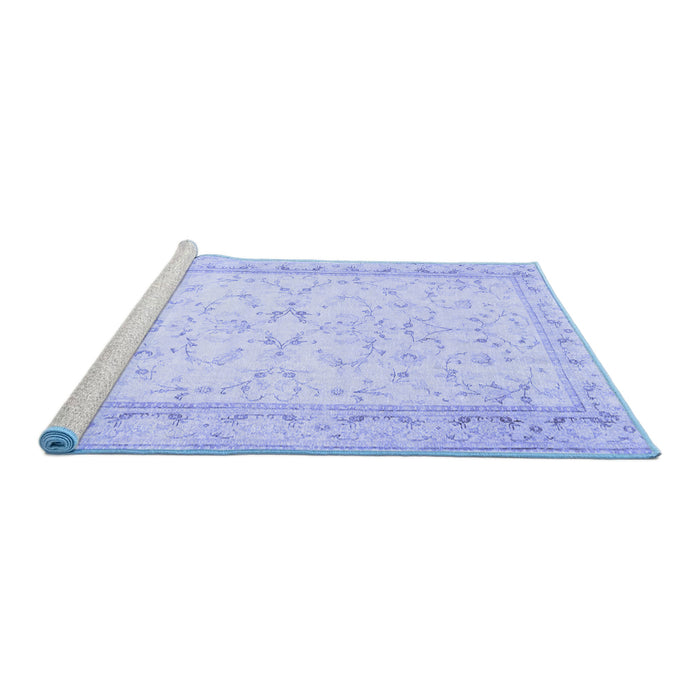 Sideview of Machine Washable Abstract Blue Contemporary Rug, wshcon460blu