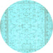 Round Machine Washable Abstract Light Blue Contemporary Rug, wshcon460lblu