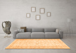 Machine Washable Abstract Orange Contemporary Area Rugs in a Living Room, wshcon460org
