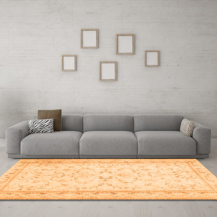 Machine Washable Abstract Orange Contemporary Area Rugs in a Living Room, wshcon460org
