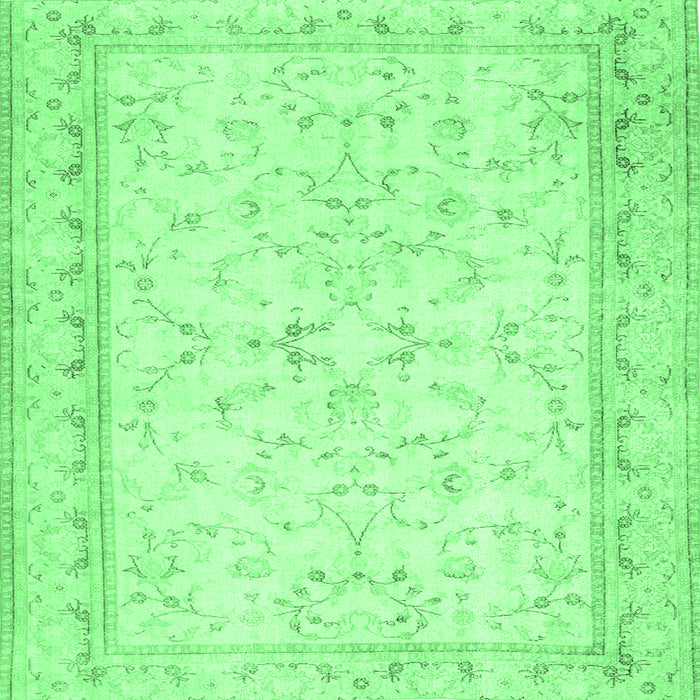 Square Machine Washable Abstract Emerald Green Contemporary Area Rugs, wshcon460emgrn