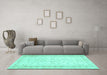 Machine Washable Abstract Turquoise Contemporary Area Rugs in a Living Room,, wshcon460turq