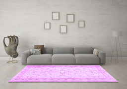 Machine Washable Abstract Purple Contemporary Area Rugs in a Living Room, wshcon460pur