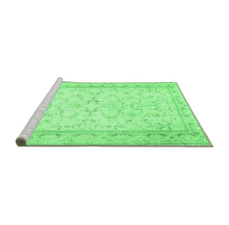 Sideview of Machine Washable Abstract Emerald Green Contemporary Area Rugs, wshcon460emgrn