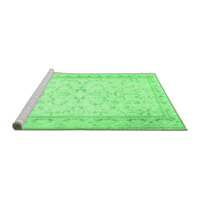 Sideview of Machine Washable Abstract Emerald Green Contemporary Area Rugs, wshcon460emgrn