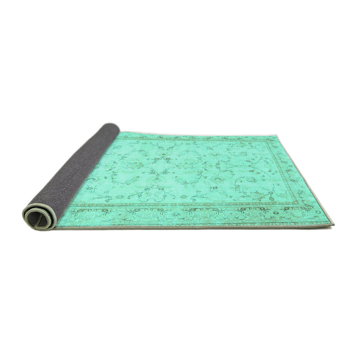 Sideview of Abstract Turquoise Contemporary Rug, con460turq