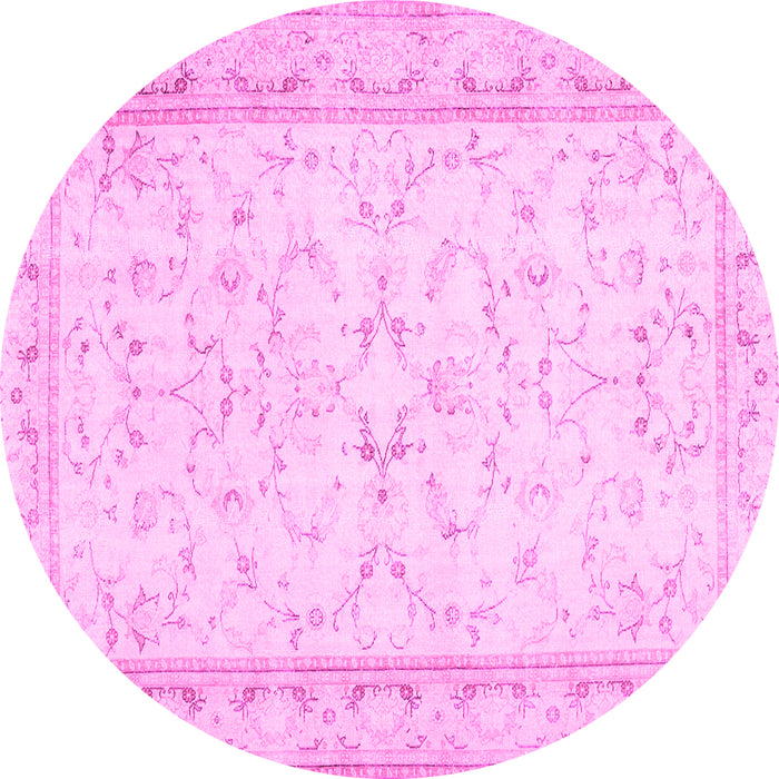 Round Abstract Pink Contemporary Rug, con460pnk