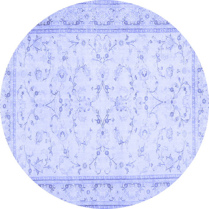 Round Abstract Blue Contemporary Rug, con460blu