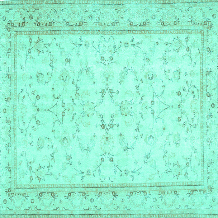 Square Machine Washable Abstract Turquoise Contemporary Area Rugs, wshcon460turq
