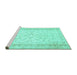 Sideview of Machine Washable Abstract Turquoise Contemporary Area Rugs, wshcon460turq