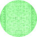 Round Abstract Emerald Green Contemporary Rug, con460emgrn