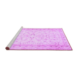 Sideview of Machine Washable Abstract Purple Contemporary Area Rugs, wshcon460pur