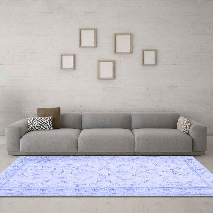 Machine Washable Abstract Blue Contemporary Rug in a Living Room, wshcon460blu