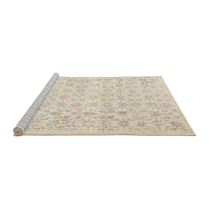 Serging Thickness of Machine Washable Contemporary Wheat Beige Rug, wshcon461