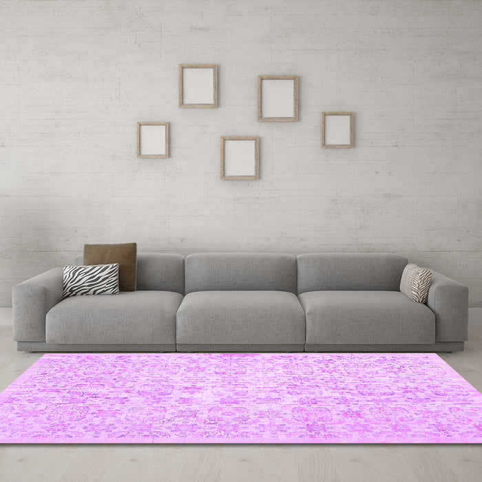 Machine Washable Abstract Purple Contemporary Area Rugs in a Living Room, wshcon461pur