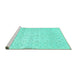 Sideview of Machine Washable Abstract Turquoise Contemporary Area Rugs, wshcon461turq