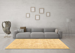 Machine Washable Abstract Brown Contemporary Rug in a Living Room,, wshcon461brn